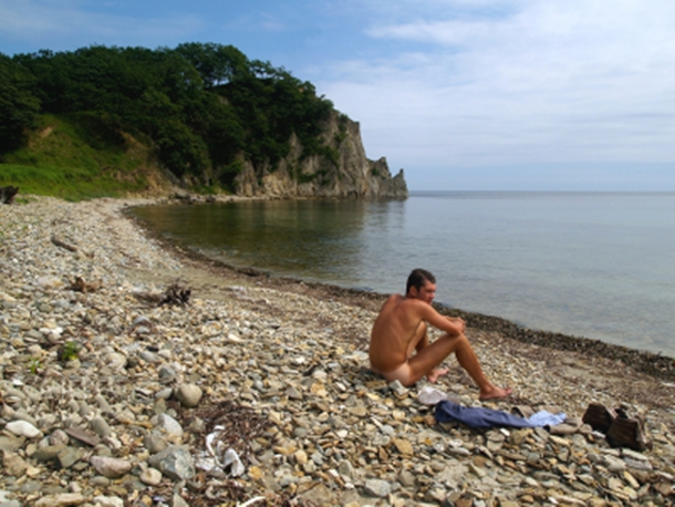 Naked Man on Beach